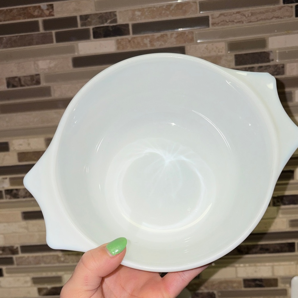 Pyrex England Blue Iris Milk Glass Casserole Dish 6.5” - Picture 11 of 11